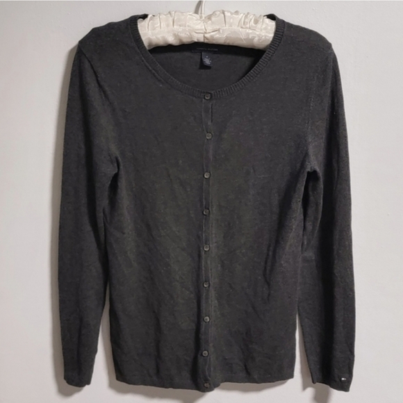 Tommy Hilfiger Cotton Cashmere Cardigan Poet Core Academia Romantic Old Money M - Picture 2 of 6